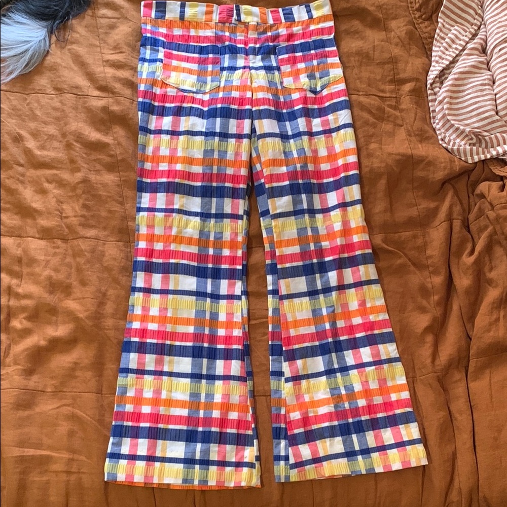 70's vintage Colorful Plaid bell bottoms
